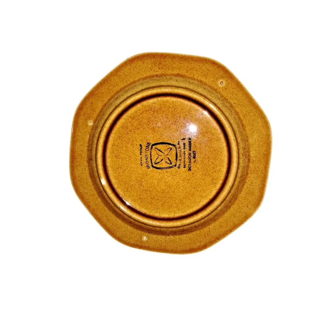 Vintage 1970s Sears Ironstone, Octagon Amber 4567 Saucer,